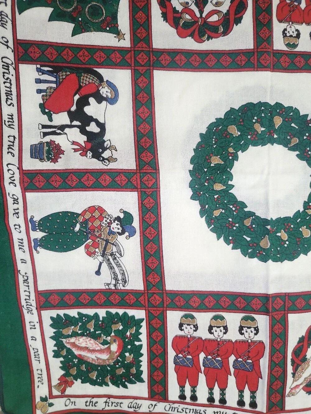 Vintage Sunweave 12 Days Of Christmas Holiday  Napkin Set Of 8